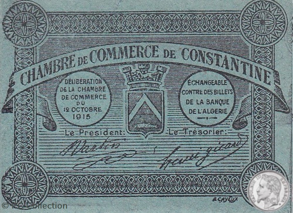 140-46-12/10/1915 Constantine 0,05 Centimes billets afrique algerie 140 46 12 10 1915 constantine 0 05 centimes
