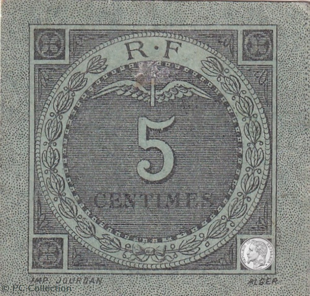 139-9- 1916- Bougie Sétif 5 Centimes Vert billets afrique algerie 139 9 1916 bougie setif 5 centimes vert
