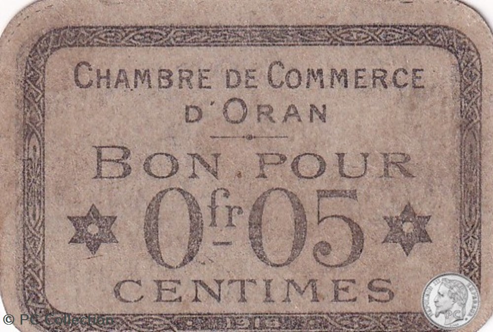 141-40-1916 Oran 5 Cts Cdc billets afrique algerie 141 40 1916 oran 5 cts cdc