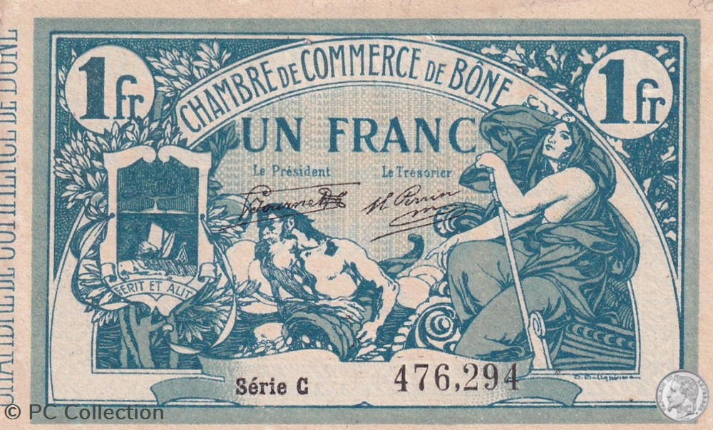 138-10- 30/7/1919 Bône 1 Franc Série C billets afrique algerie 138 10 30 7 1919 bone 1 franc serie c