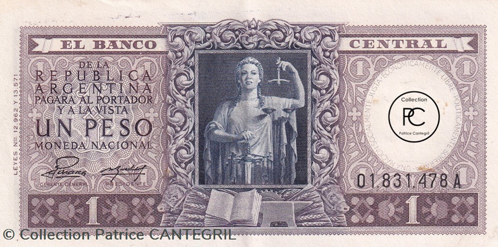billets amerique du sud argentine 1952 pick260b 1 m n monnaie nationale de poids argentin sup