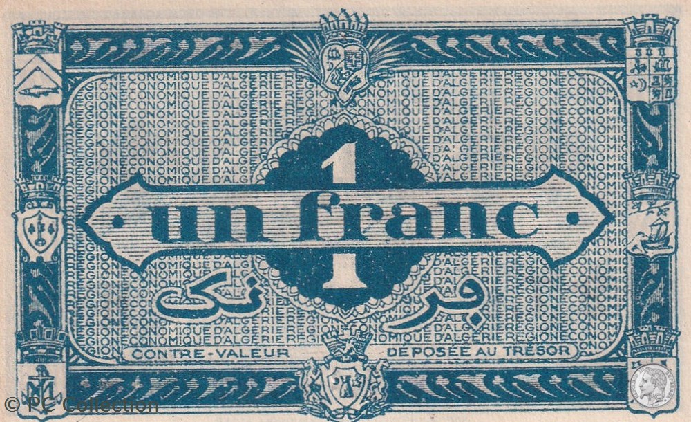 billets afrique 1944 h1 pick101 1 franc algerien unc