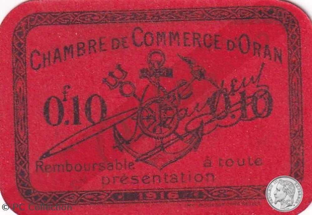 141-51-1916 Oran 10 Cts Cdc billets afrique algerie 141 51 1916 oran 10 cts cdc