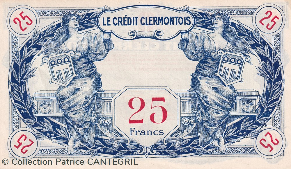 Bon de 25 Francs Credit Clermontois billets bon de 25 francs credit clermontois