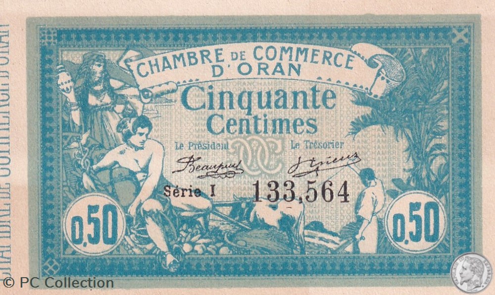 141-4 -10/11/1915 Oran 50 Cts - Série I - Cdc billets afrique algerie 141 4 10 11 1915 oran 50 cts serie i cdc