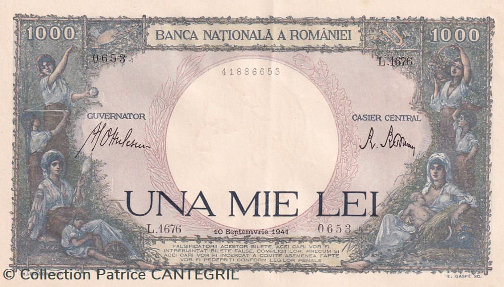 1.000 Lei Banca Naţională a României 10.09.1941 SPL Pick 52a billets europe roumanie 1 000 lei banca nationala a romaniei 10 09 1941 spl pick 52a