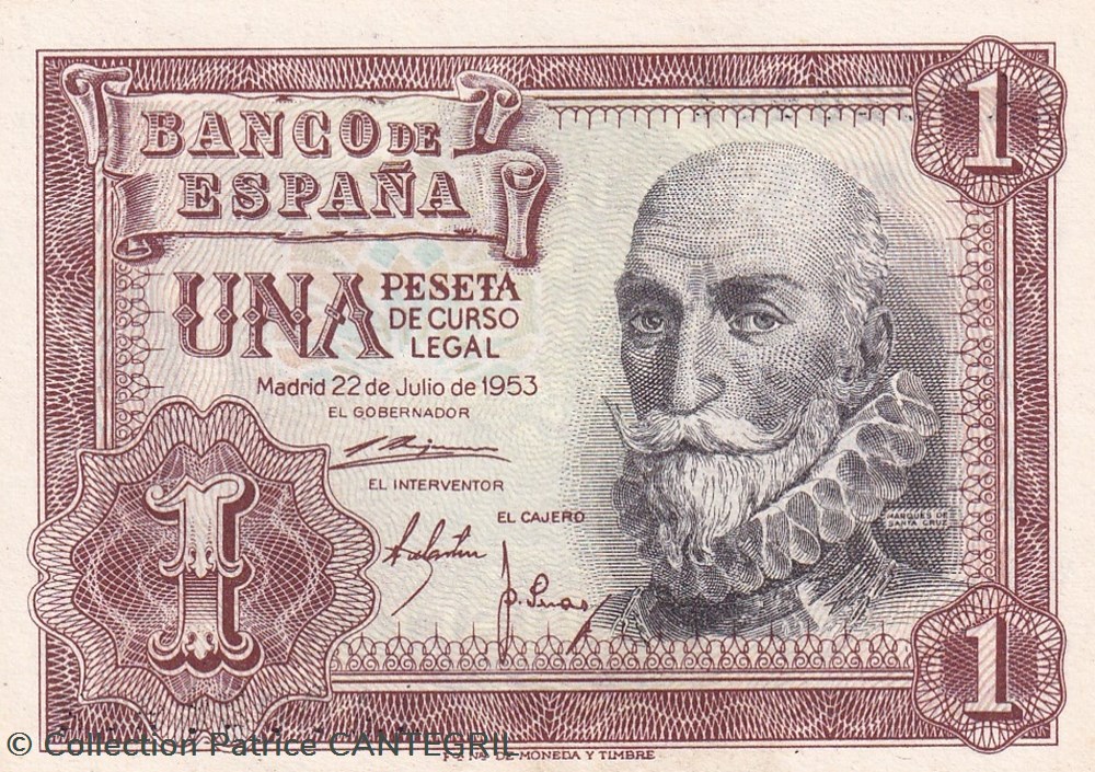 1953 Pick 144 1 Peseta Banco de España Unc billets europe espagne 1953 pick 144 1 peseta banco de espana unc