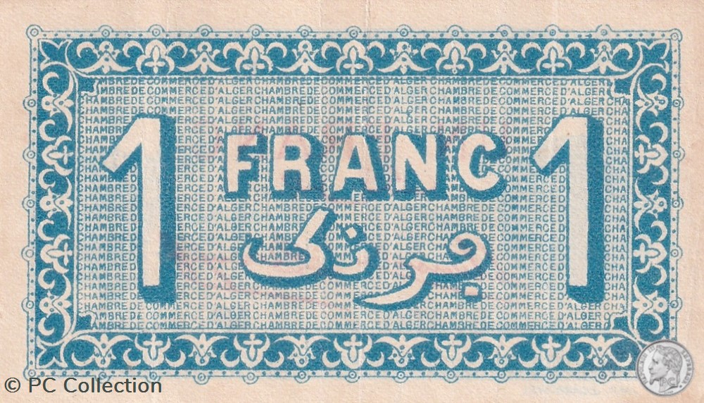137-22-22/6/1921 Alger 1 Franc Cdc.(2) billets afrique algerie 137 22 22 6 1921 alger 1 franc cdc 2