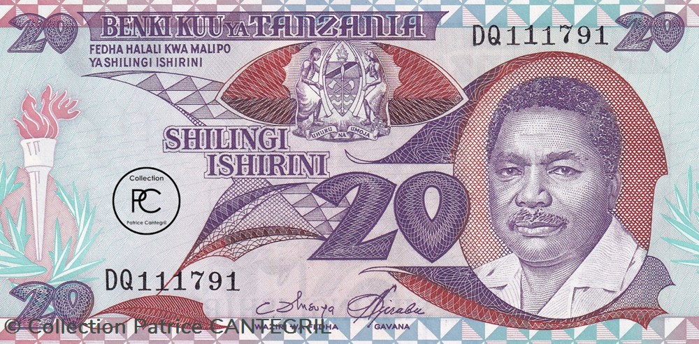 billets afrique 1987 pick15a 20 tsh shilling tanzanien unc
