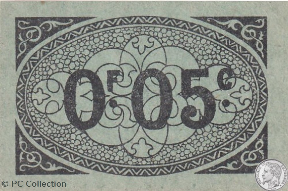 Ville d'Alger- 9/3/1917 5 Centimes Vert (1) billets afrique algerie ville alger 9 3 1917 5 centimes vert 1