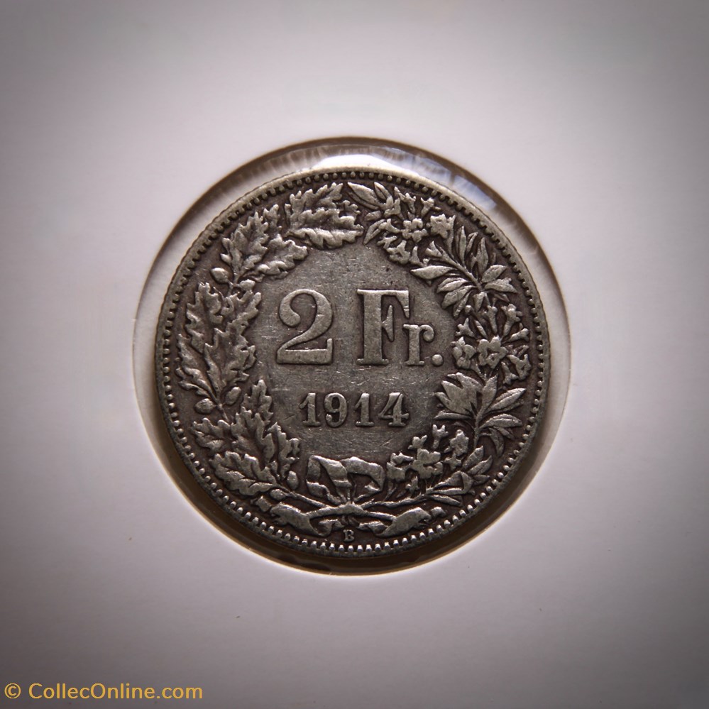 2 Francs 1914 B Helvetia debout monnaies monde suisse 2 francs 1914 b helvetia debout