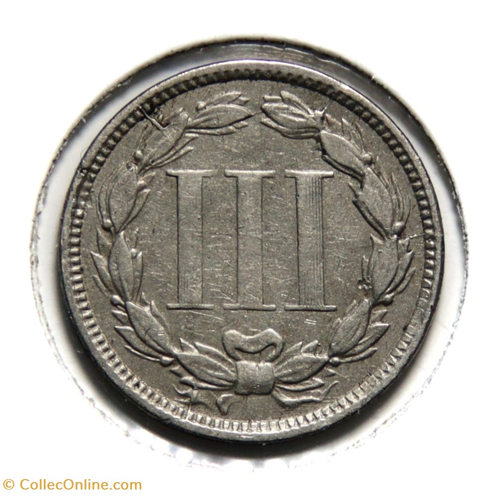 3 Cents - Three Cent Nickel, 1866 monnaies monde etats unis 3 cents three cent nickel 1866