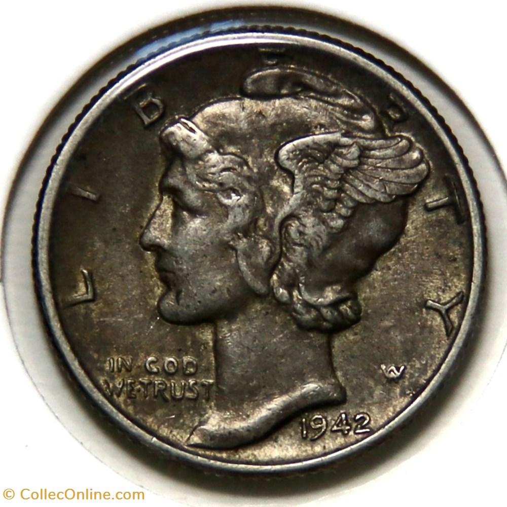 One Dime - Mercury, 1942 monnaies monde etats unis one dime mercury 1942