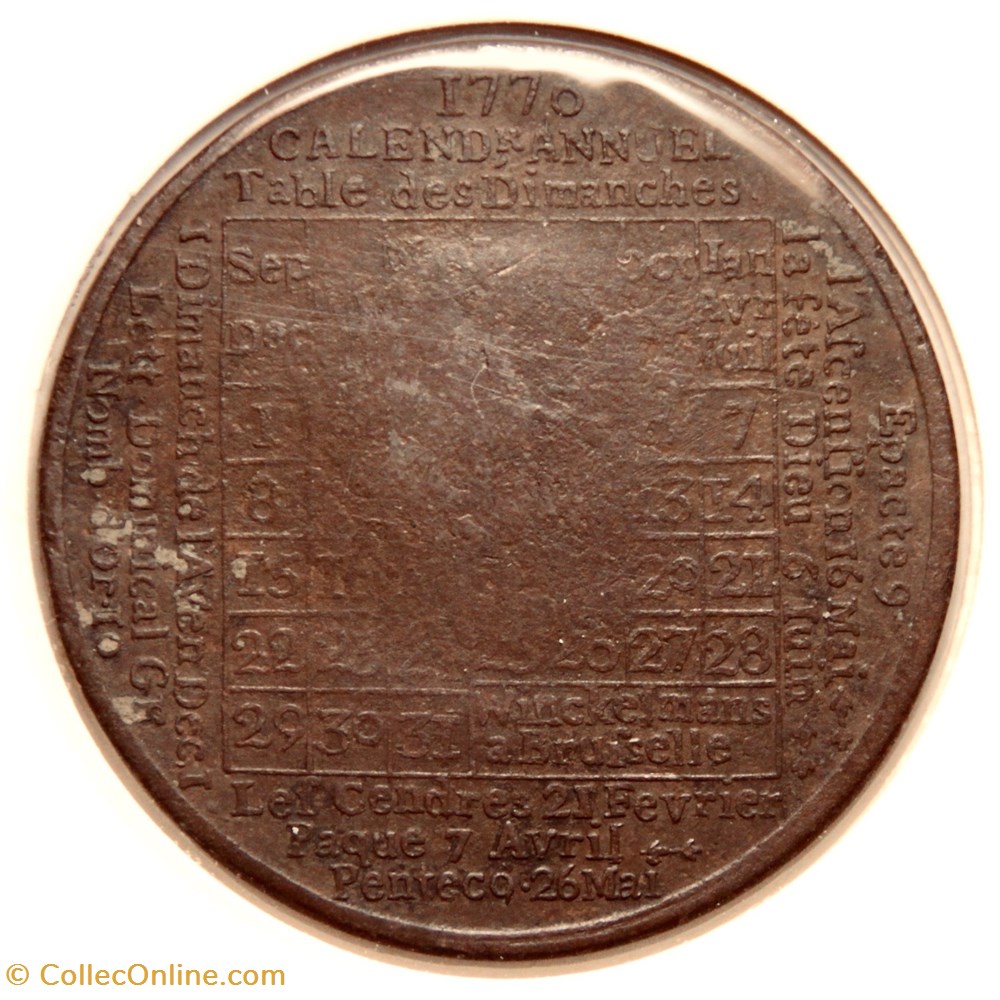 Louis XVI, Almanach. 1776 Cuivre. monnaies paranumismatique jetons poids louis xvi almanach 1776 cuivre