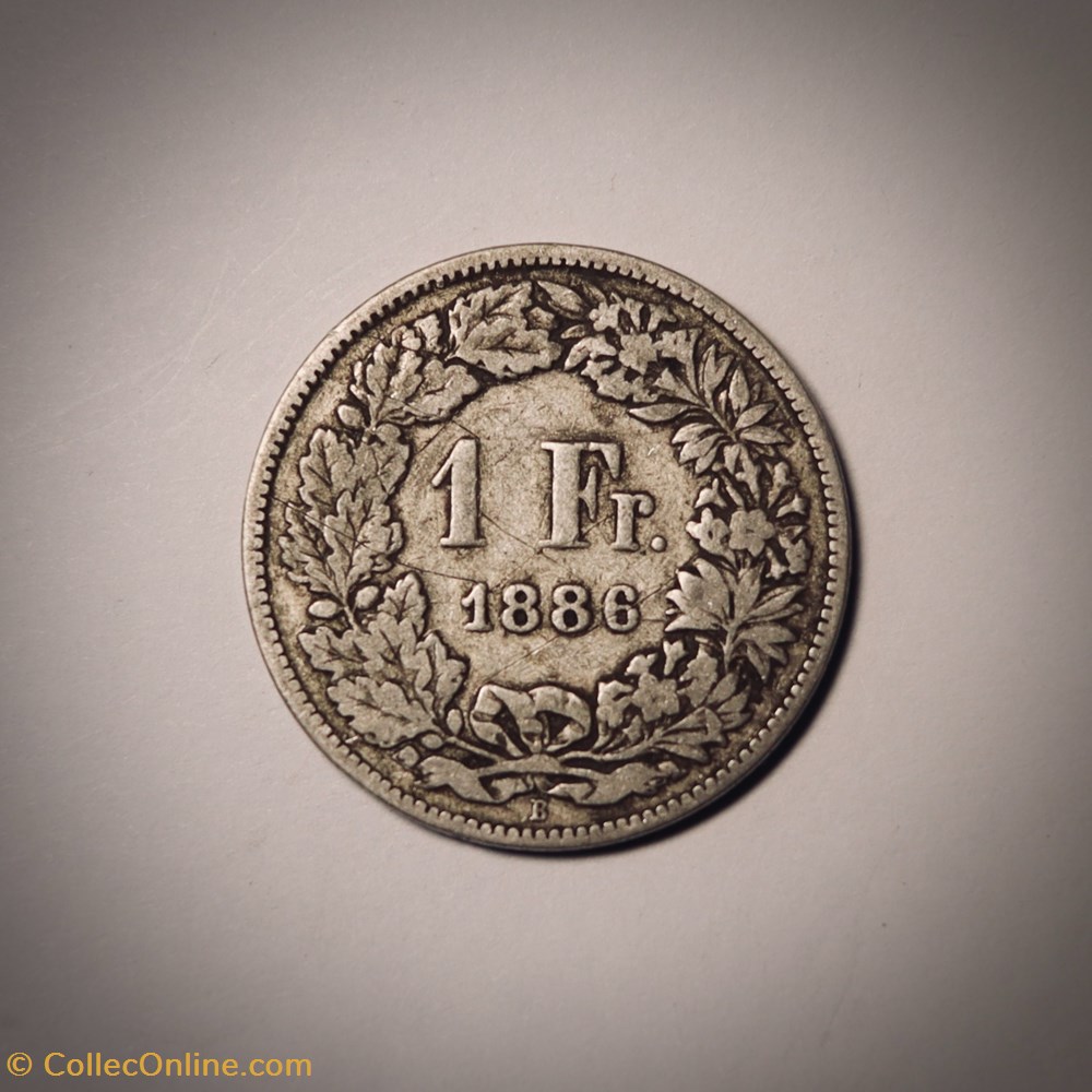 1 Franc 1886 B Helvetia debout monnaies monde suisse 1 franc 1886 b helvetia debout