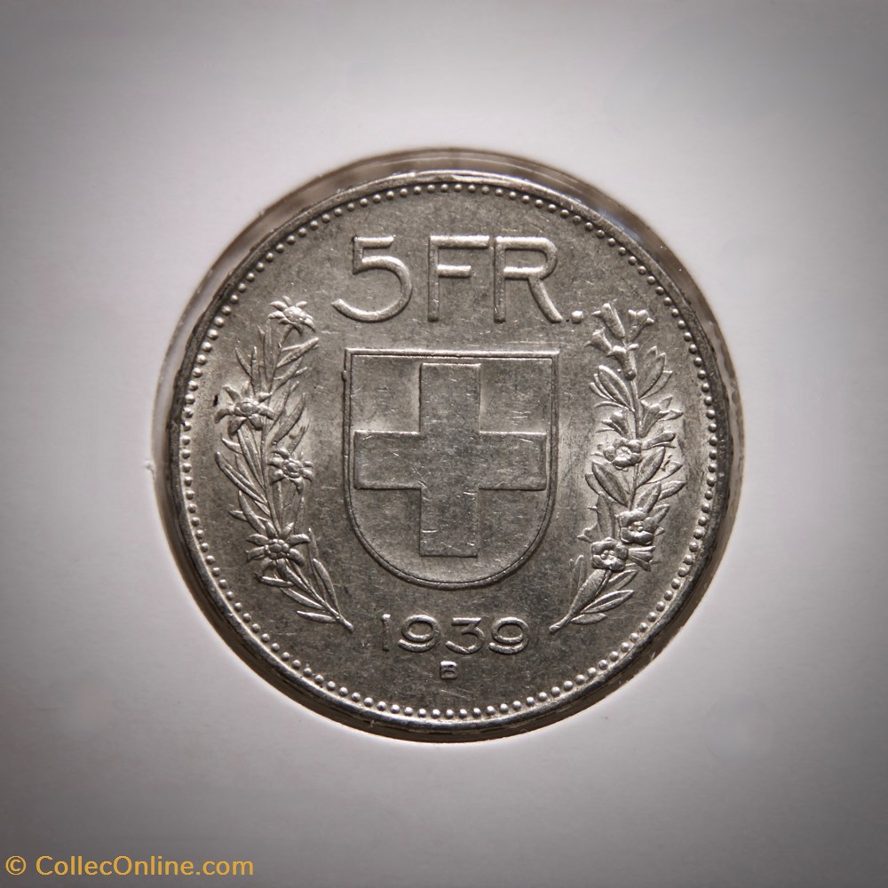 5 Francs 1939 B Berger (p.m) monnaies monde suisse 5 francs 1939 b berger p m