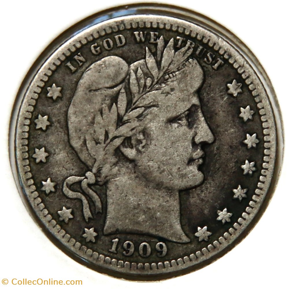 ¼ Dollar - Barber Quarter, 1909 monnaies monde etats unis dollar barber quarter 1909