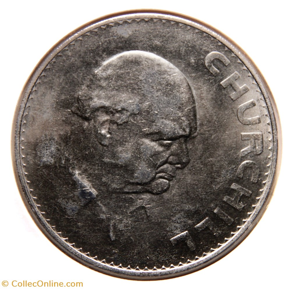 Elizabeth II - 1 Crown, Churchill (1965). monnaies monde royaume uni elizabeth ii 1 crown churchill 1965
