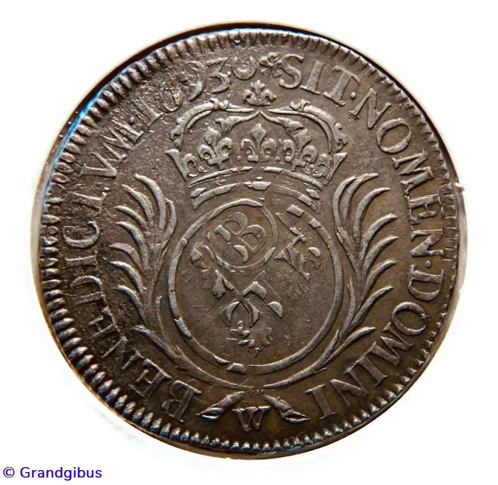 monnaies europe medievale france royales demi ecu aux palmes 1693w
