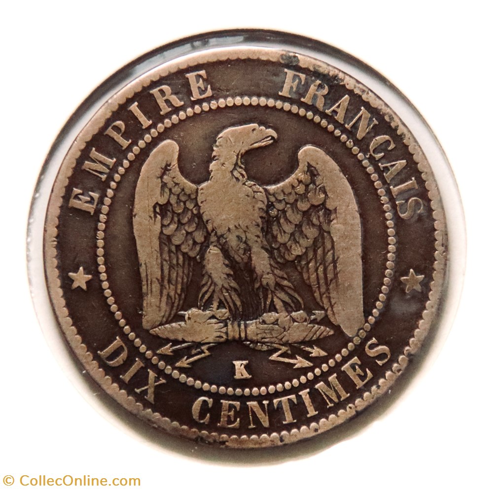 Dix Centimes - 1863 𝐊 Napoléon Ⅲ tête laurée monnaies monde france dix centimes 1863 napoleon tete lauree