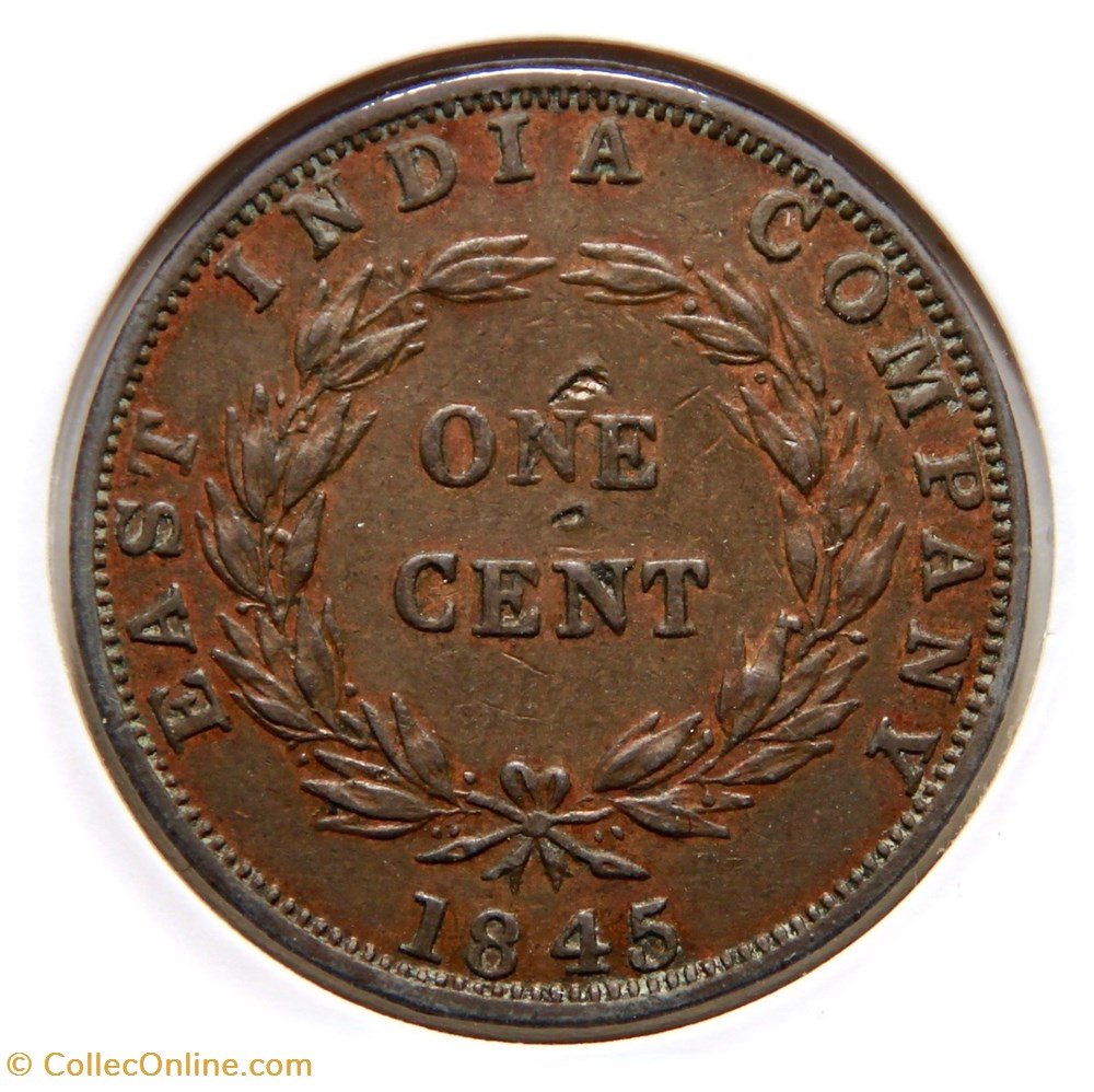 East India Company - 1 Cent 1845. monnaies colonies britanniques east india company 1 cent 1845