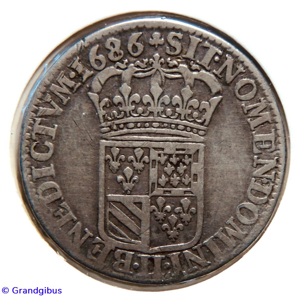 monnaies europe medievale france royales quart ecu de flandre 1686ll