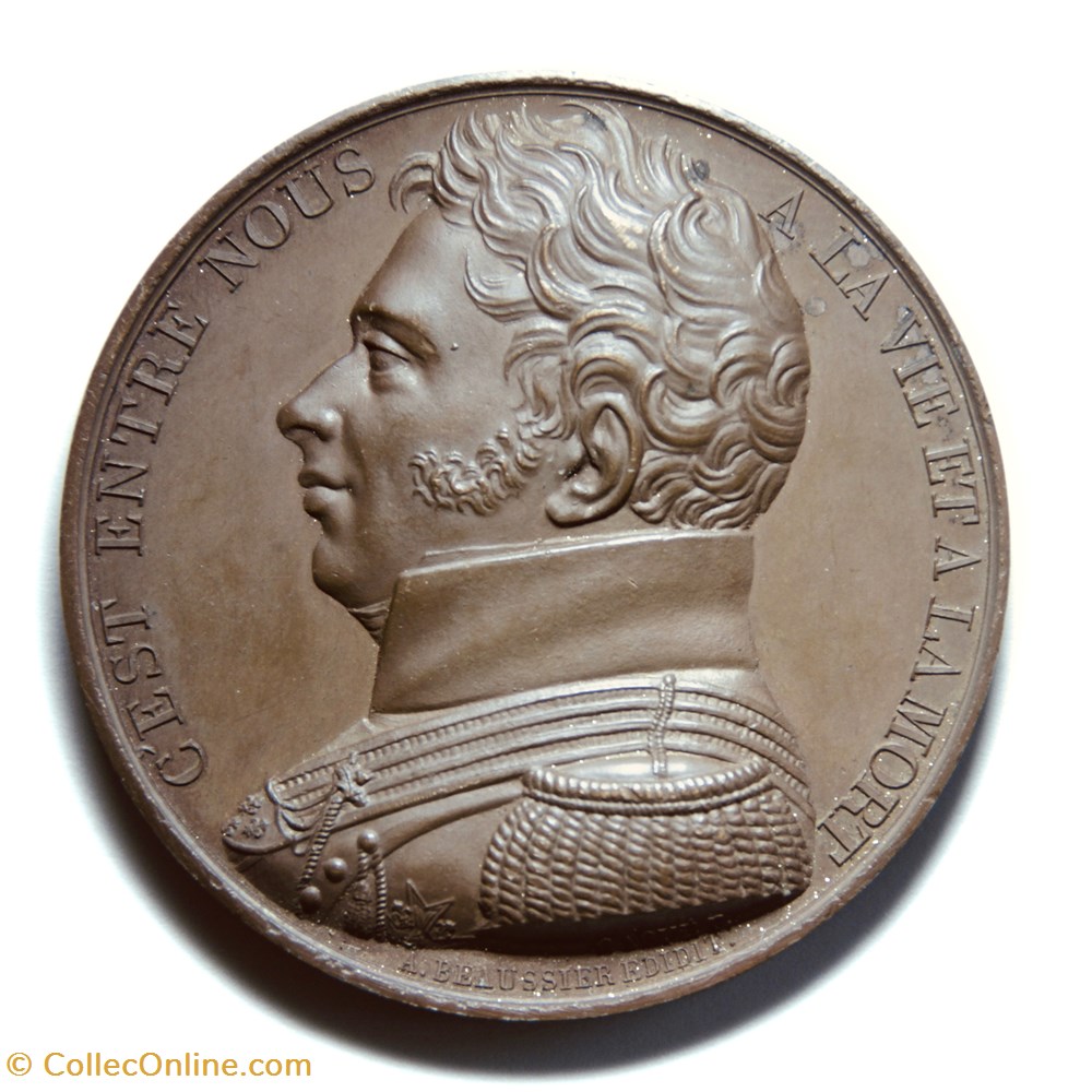 Louis XVIII - Médaille Duc de Berry 1822 Bronze monnaies paranumismatique jetons poids louis xviii medaille duc de berry 1822 bronze