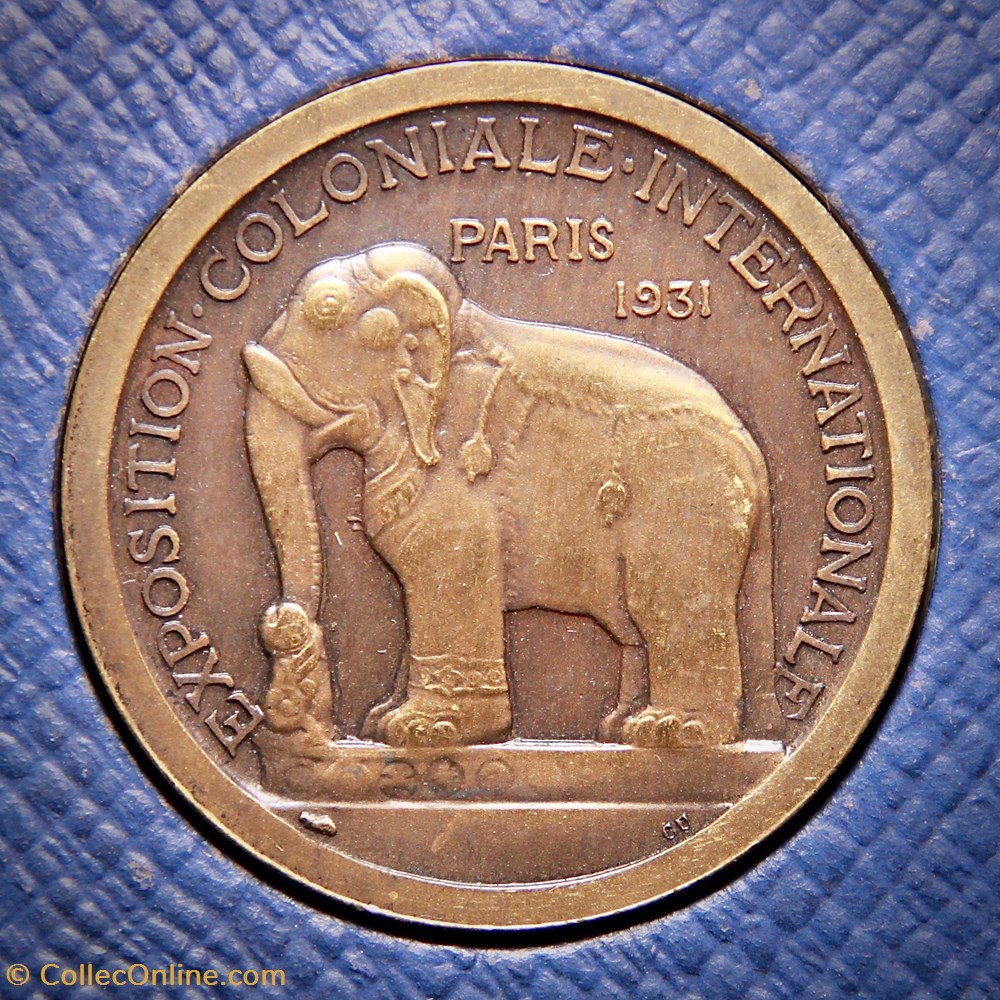 Coffret de l'exposition coloniale internationale de Paris (1931). Revers 5 medailles france iiieme republique coffret de exposition coloniale internationale de paris 1931 revers
