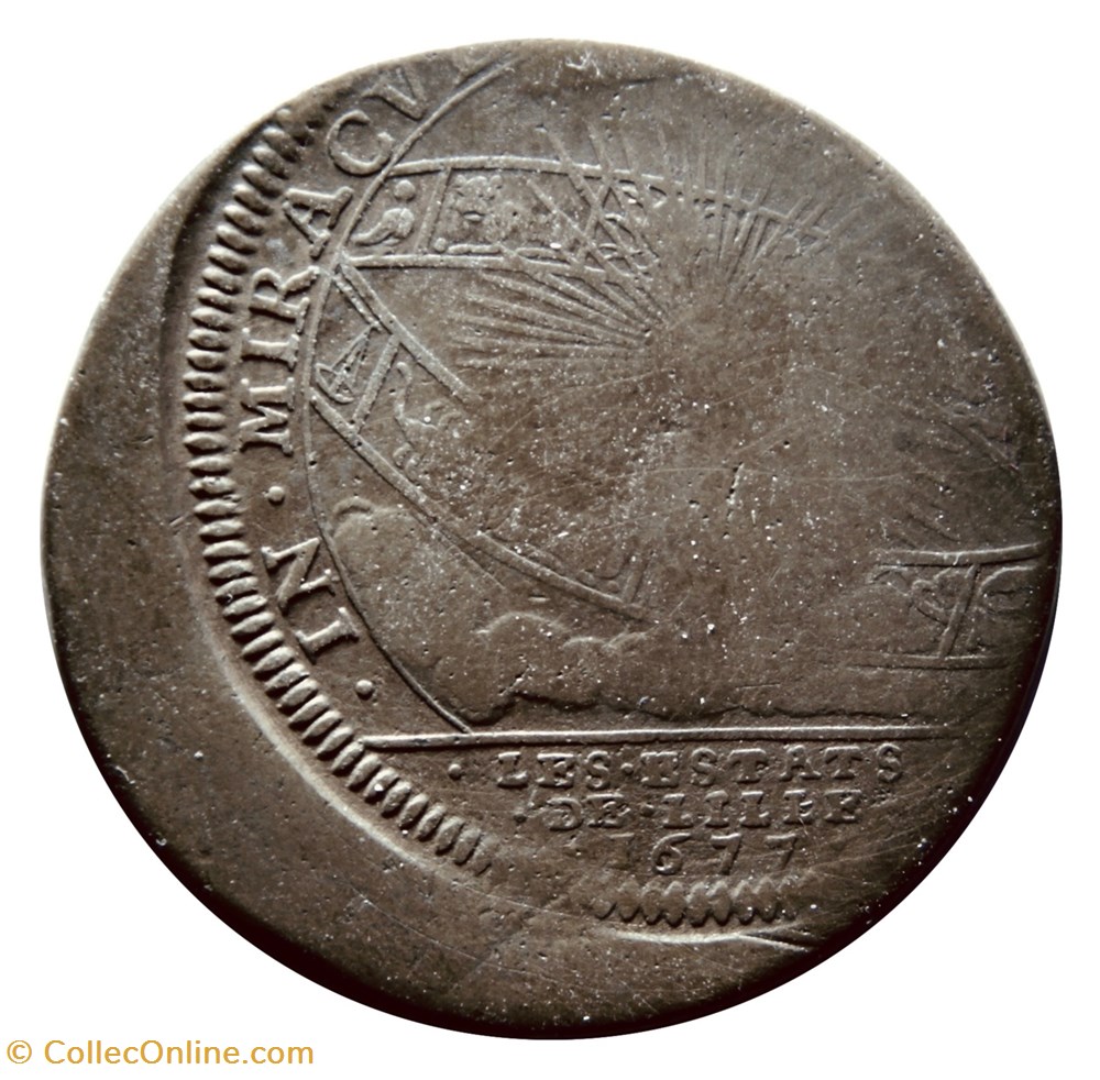 Louis XIV - Les états de Lille 1677 monnaies paranumismatique jetons poids louis xiv les etats de lille 1677