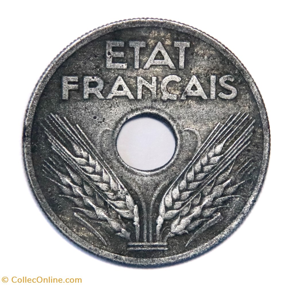 20 centimes Etat Français, 1941 type 20 "lourd" monnaies monde france 20 centimes etat francais 1941 type 20 lourd