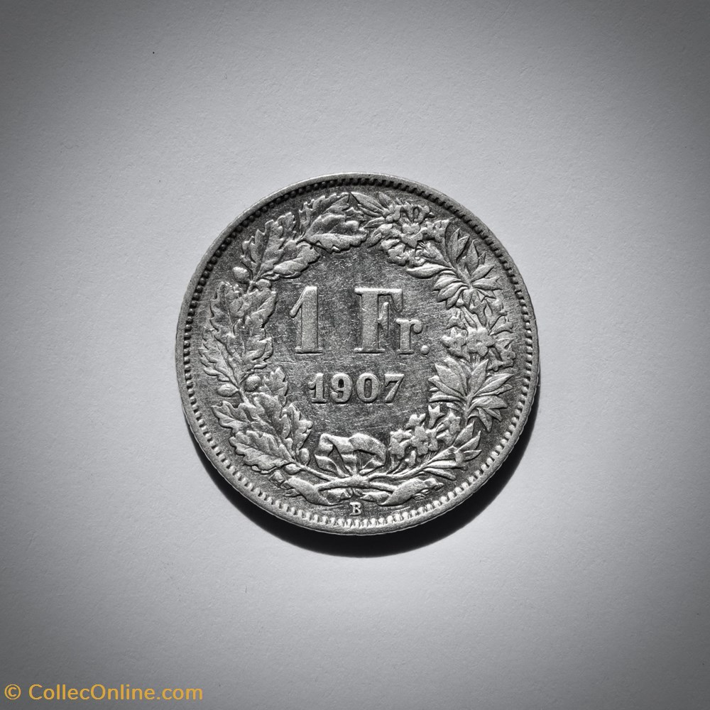 1 Franc 1907 B Helvetia debout monnaies monde suisse 1 franc 1907 b helvetia debout