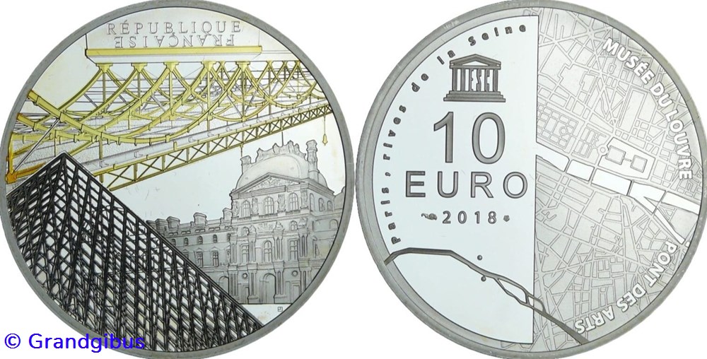 monnaies euros france 10 argent 2018 le louvre et le pont des arts