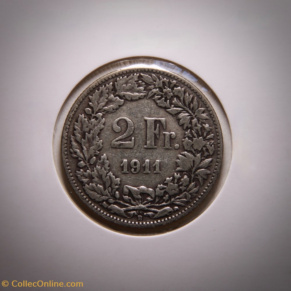 2 Francs 1911 B Helvetia debout monnaies monde suisse 2 francs 1911 b helvetia debout