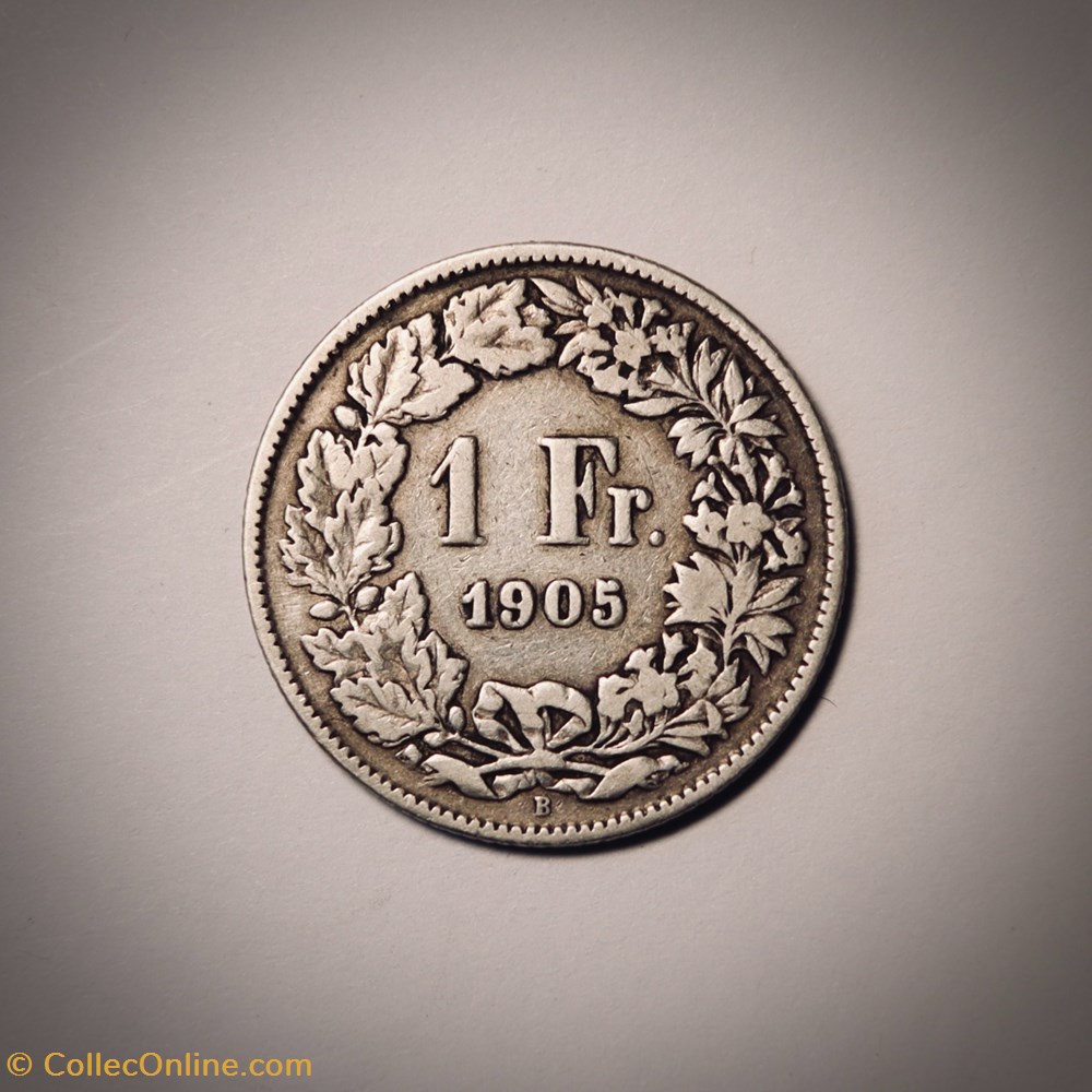 monnaies monde suisse 1 franc 1905 b helvetia debout