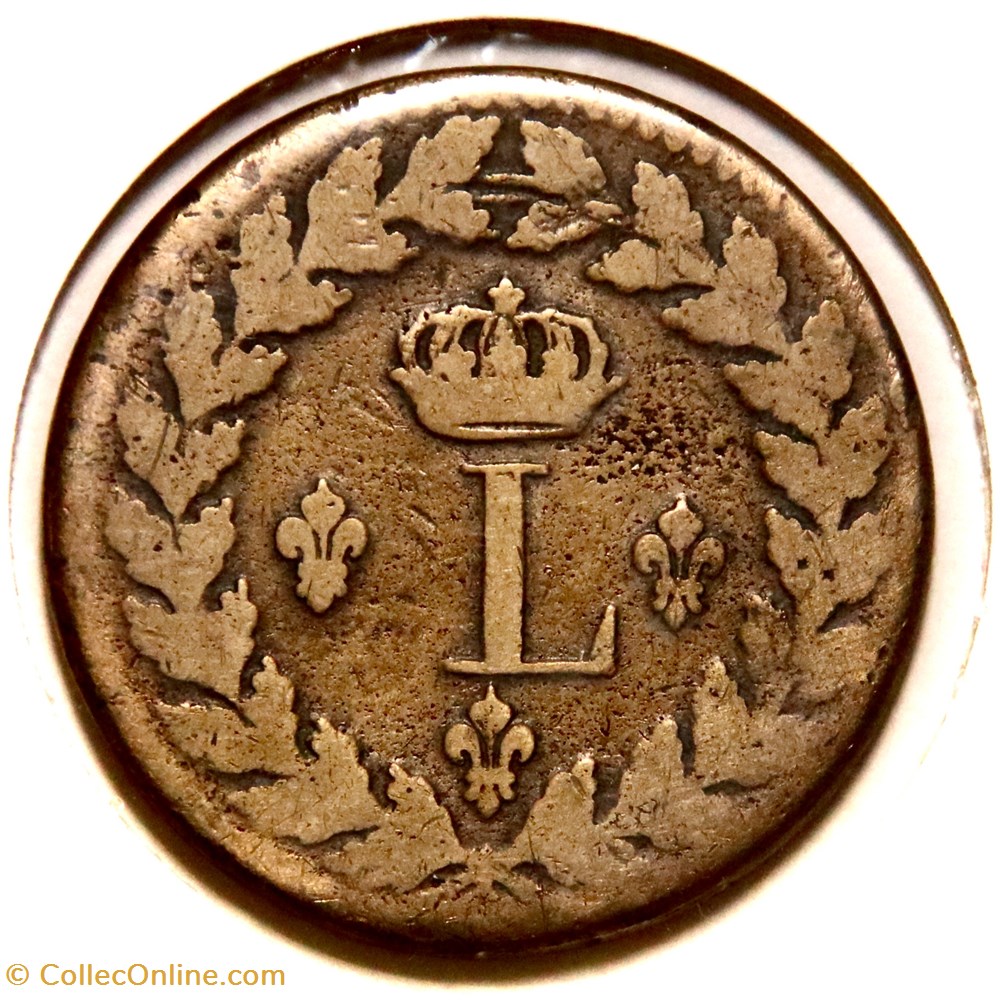 Louis XVIII - Un décime à l’L couronnée 1815𝐁𝐁 monnaies monde france louis xviii un decime a l l couronnee 1815