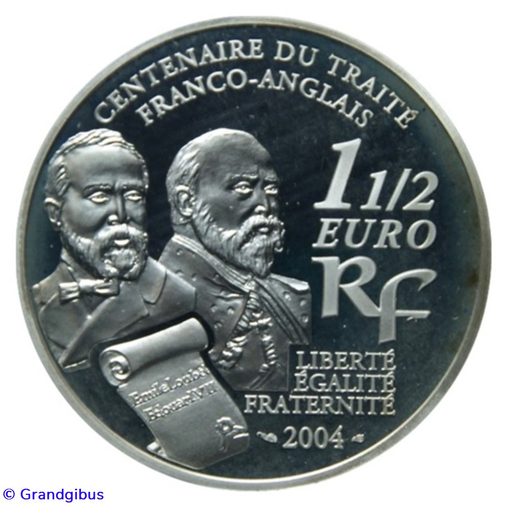 1 € 1/2 Argent 2004 Entente cordiale monnaies euros france 1 1 2 argent 2004 entente cordiale