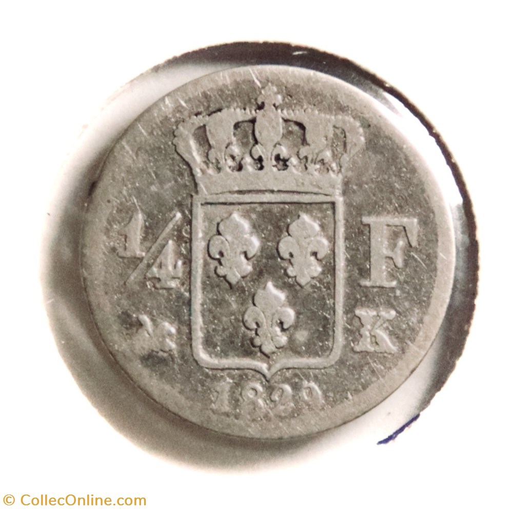 Charles X - 1/4 franc, 1829 𝐊 monnaies monde france charles x 1 4 franc 1829