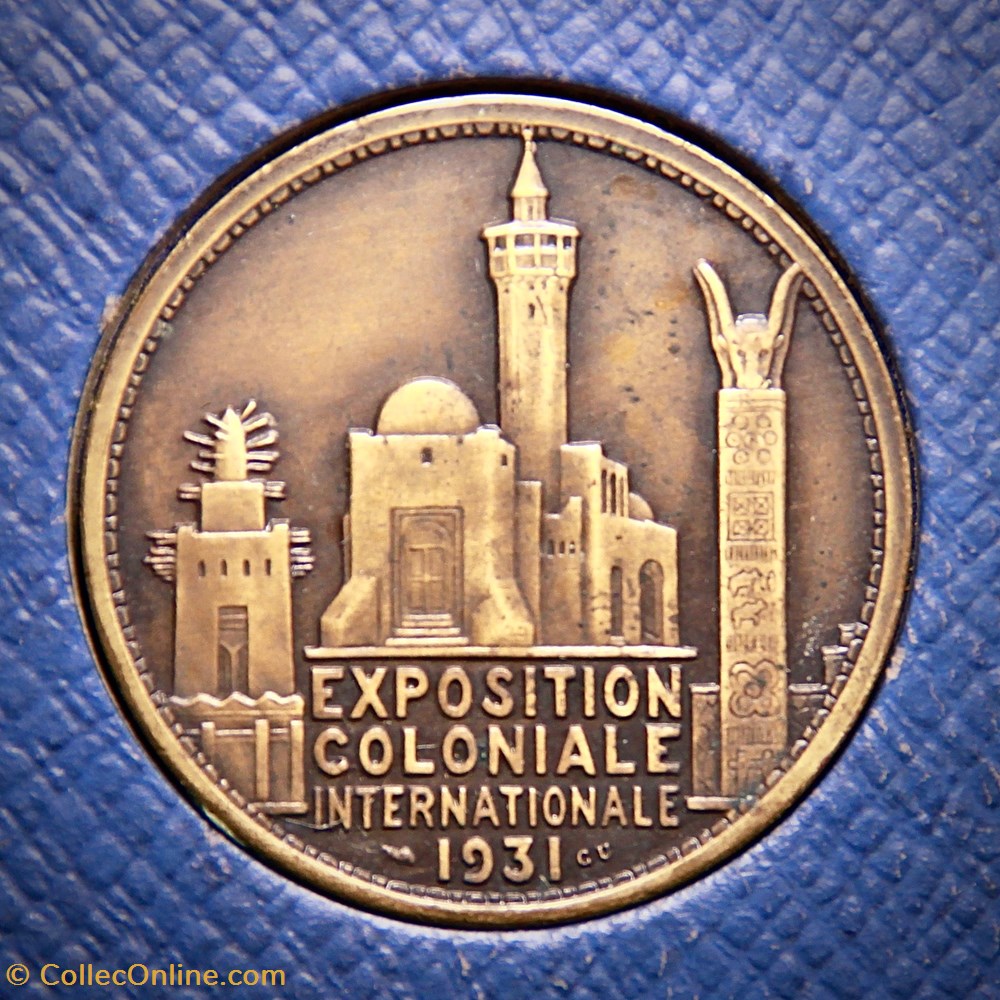 Coffret de l'exposition coloniale internationale de Paris (1931). Revers 2 medailles france iiieme republique coffret de exposition coloniale internationale de paris 1931 revers