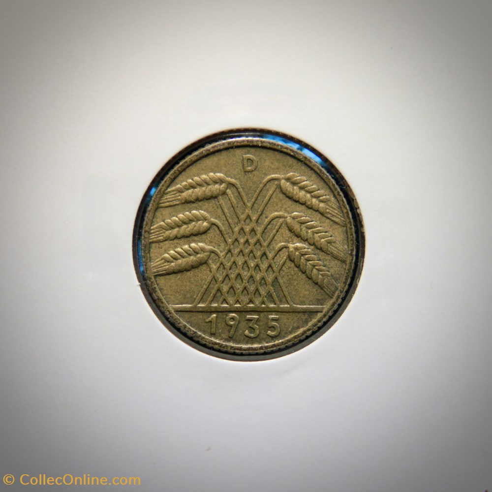 10 Reichspfennig 1935 D monnaies monde allemagne 10 reichspfennig 1935 d