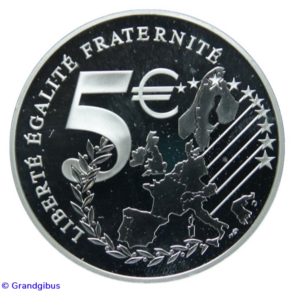 5 € Argent / Or 2002 Merci le Franc monnaies euros france 5 argent or 2002 merci le franc