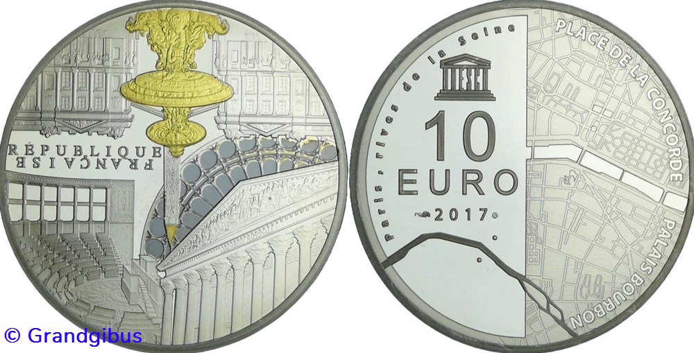 10 € Argent 2017 Assemblée Nationale et Place de la Concorde 4 monnaies euros france 10 argent 2017 assemblee nationale et place de la concorde