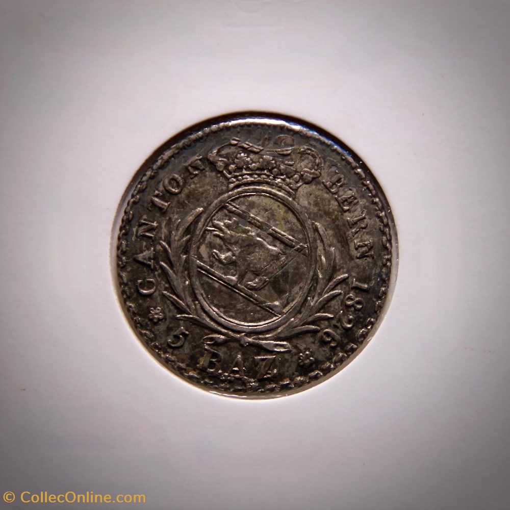 monnaies monde suisse canton de berne 5 batzen baz 1826
