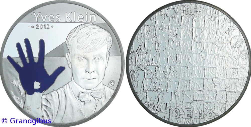 10 € Argent 2012 Yves Klein 3 monnaies euros france 10 argent 2012 yves klein