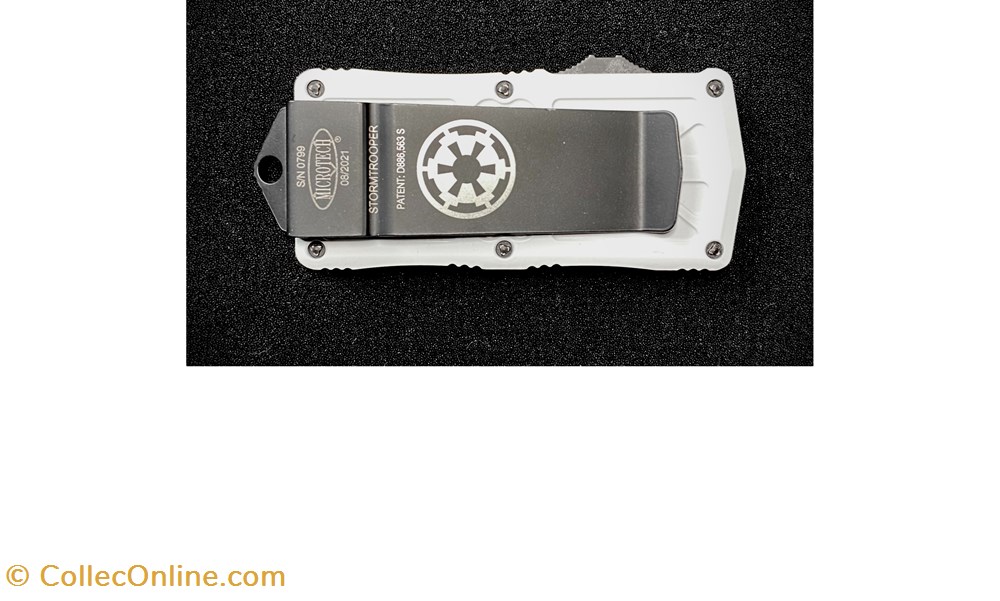 Microtech - Exocet D/E Stormtrooper White Full Serrated 3 couteaux de poches microtech exocet d e stormtrooper white full serrated