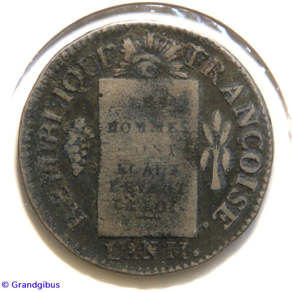 1 Sol à la balance. An 𝐈𝐈 𝐁𝐁 (1793). monnaies monde france 1 sol a la balance an 1793
