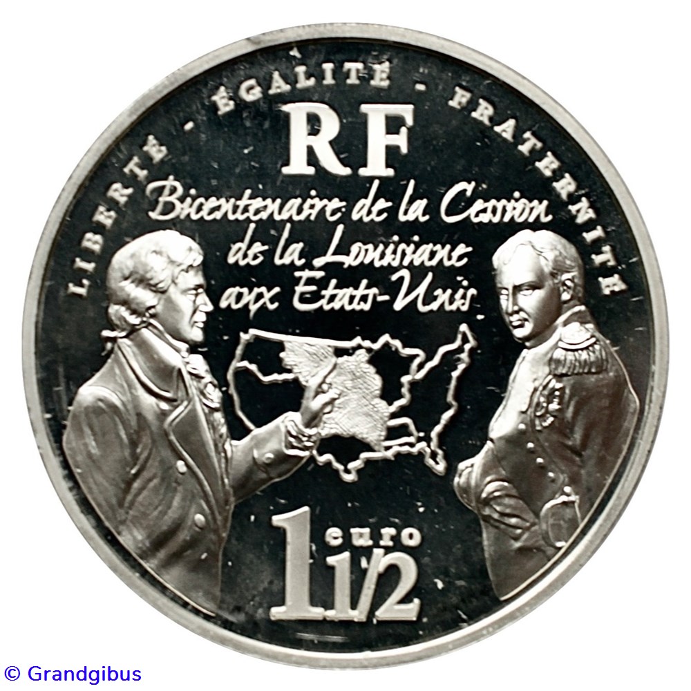 1 € 1/2 Argent 2003 Cession de la Louisiane monnaies euros france 1 1 2 argent 2003 cession de la louisiane