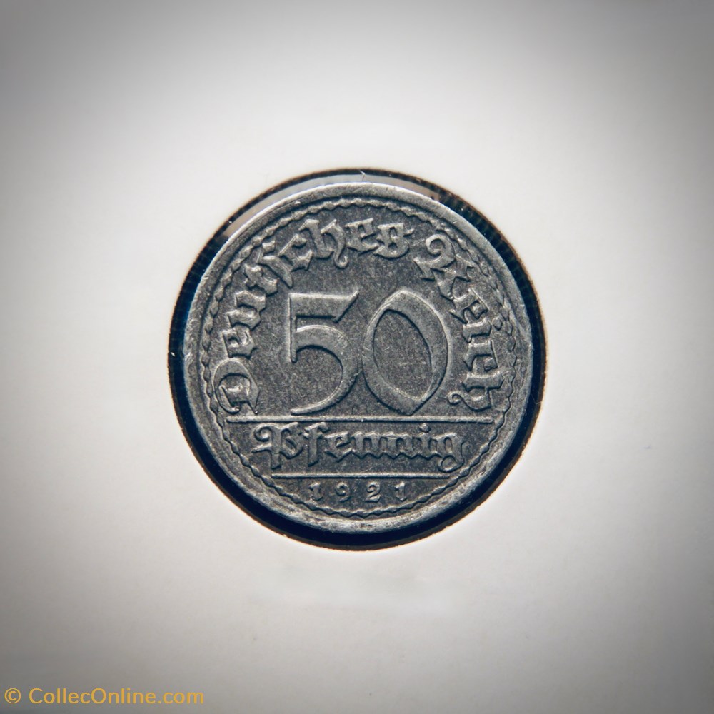 50 Pfennig 1921 F monnaies monde allemagne 50 pfennig 1921 f