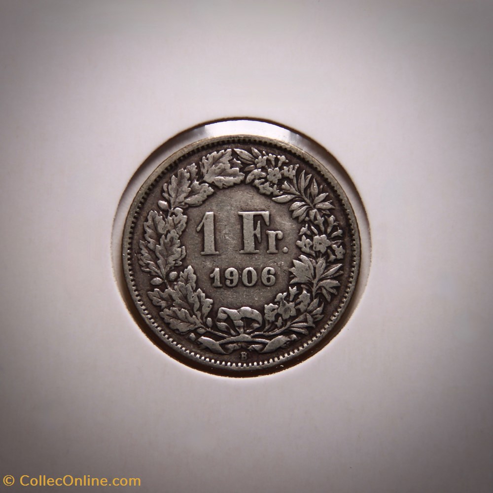 1 Franc 1906 B Helvetia debout monnaies monde suisse 1 franc 1906 b helvetia debout