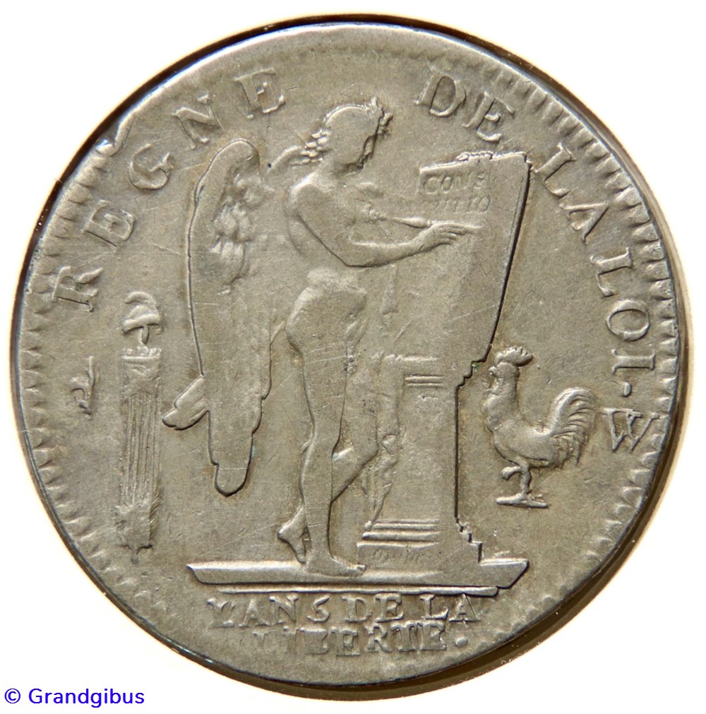 Louis XVI 1793 𝐖 Écu dit au génie. monnaies monde france louis xvi 1793 ecu dit au genie