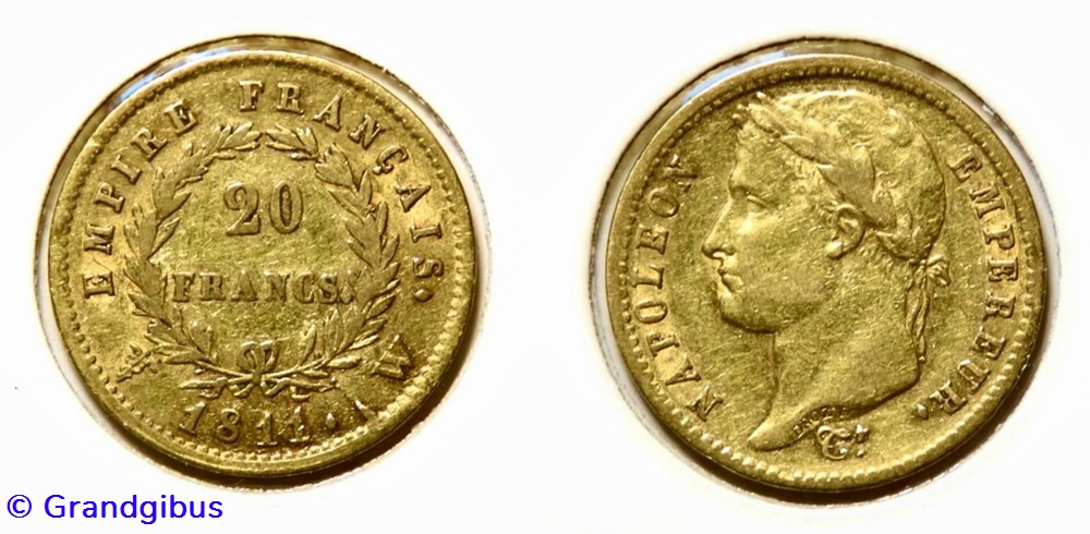 monnaies monde france 20 fr empire francais 1811 w napoleon tete lauree
